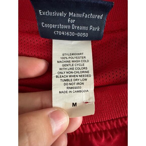 Cooperstown Dreams Park Men’s M Red Lined Pullover Windbreaker Jacket V Neck - Picture 8 of 8